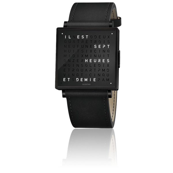 montre-qlocktwo-w35-black-steel-leather-black-biegert-funk-Hall-of-Time-Bruxelles-