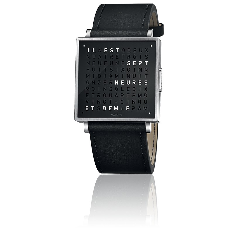 montre-qlocktwo-w35-pure-black-leather-strap-smooth-biegert-funk-Hall-of-Time-Bruxelles-