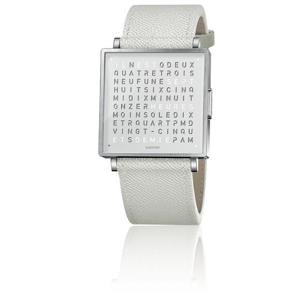 montre-qlocktwo-w35-pure-white-french-grain-leather-strap-biegert-funk-Hall-of-Time-Bruxelles-
